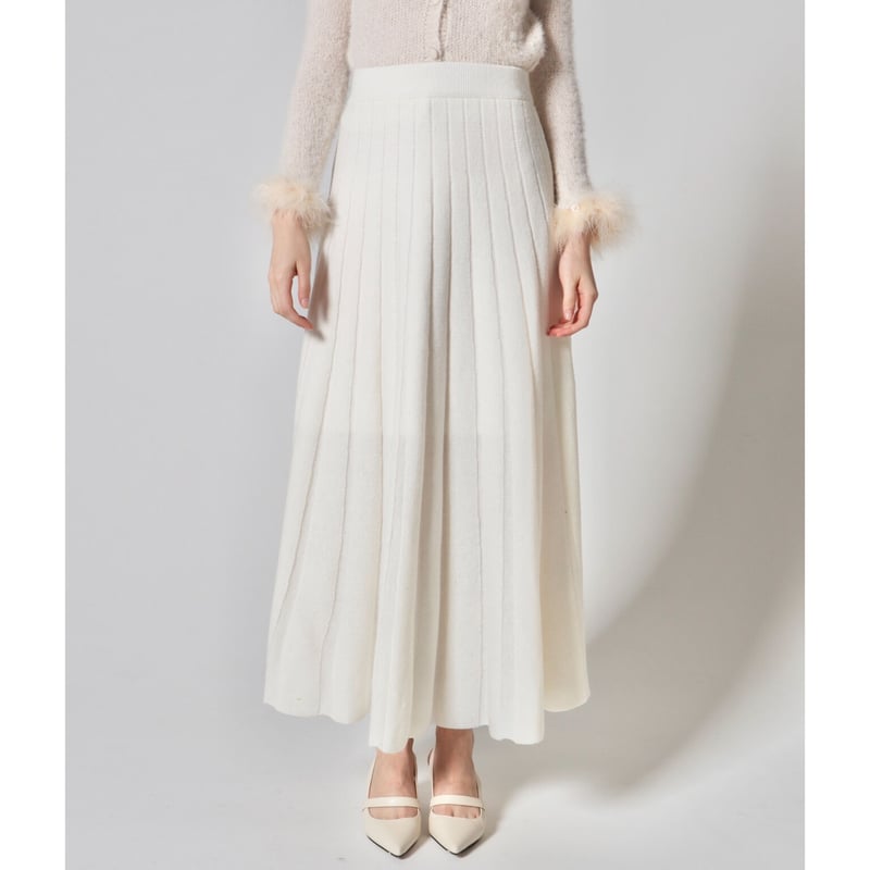 epine volume knit long skirt beige