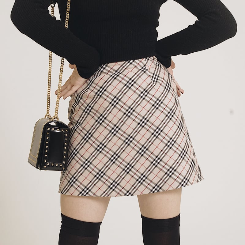 Checkered 2025 skirt beige