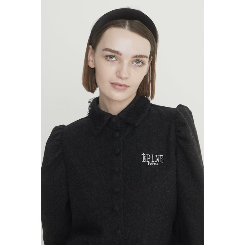 ÉPINE PARIS tulle wool blouse nuance black | épine