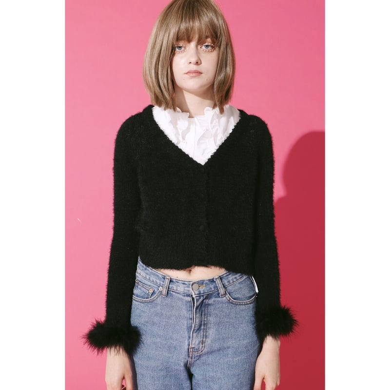 【épine】fur mohair cardigan black