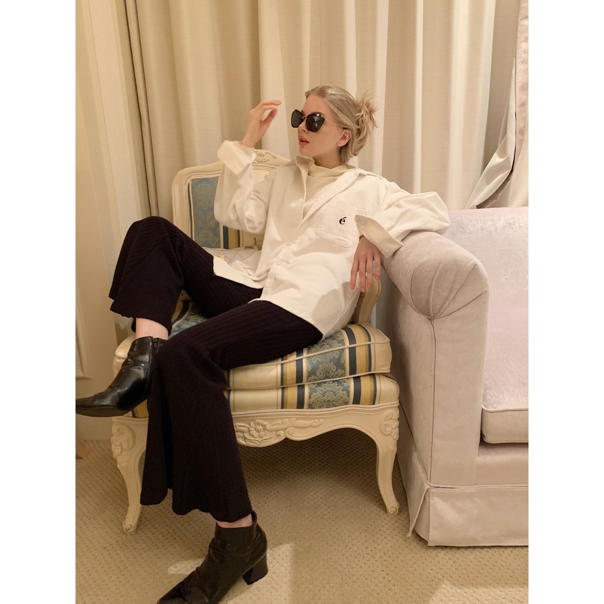 é logo corduroy big shirt off white | épine