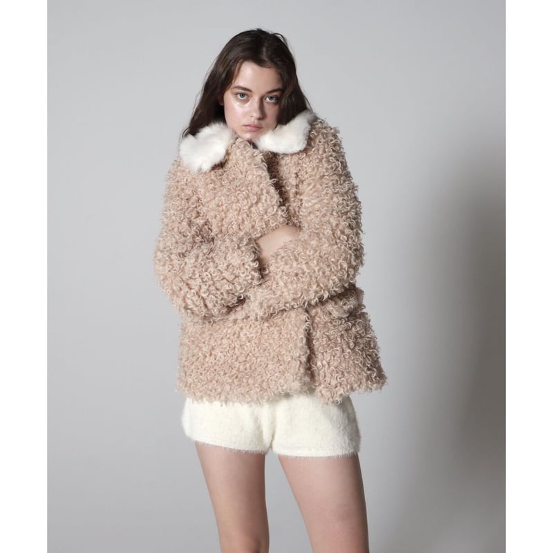 poodle fur collar coat pink | épine