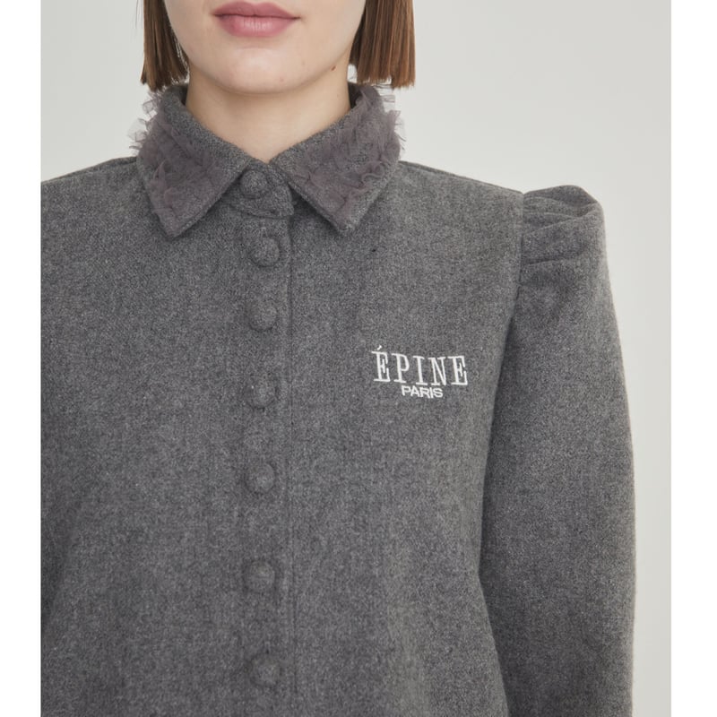 ÉPINE PARIS tulle wool blouse romance gray | épine