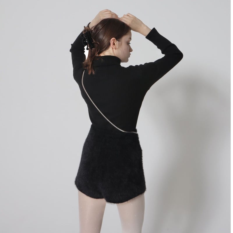 é embroidery rib knit high neck black | épine