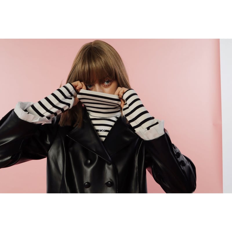 pleats frill jacket leather black | épine pleats frill jacket leather black | épine