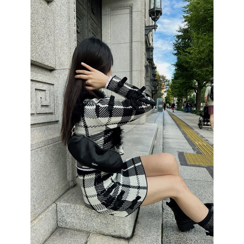 épine label ribbon check cardigan | épine épine label ribbon check cardigan | épine