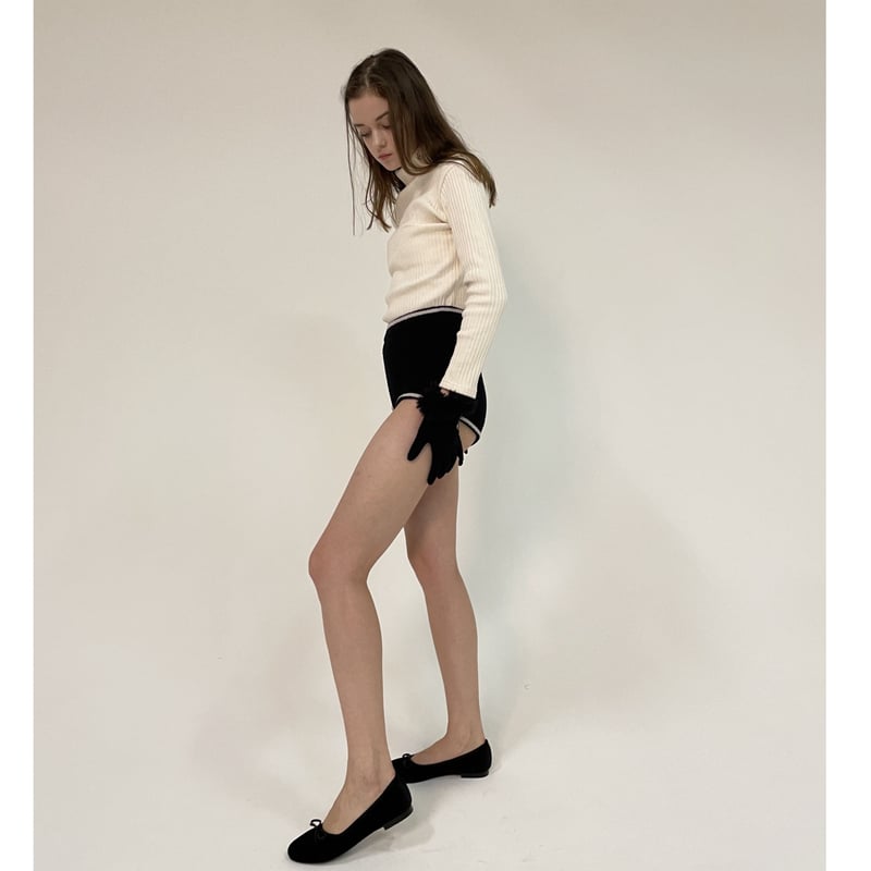 é embroidery rib knit high neck ivory | épine