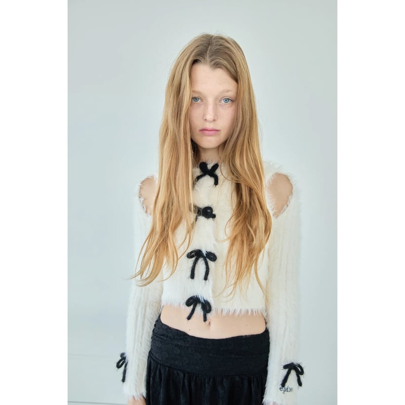 épine lace bare top & cardigan set ピンク