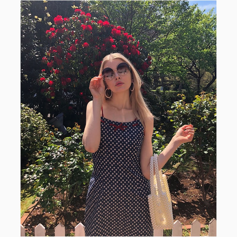 denim flower ribbon onepiece | épine