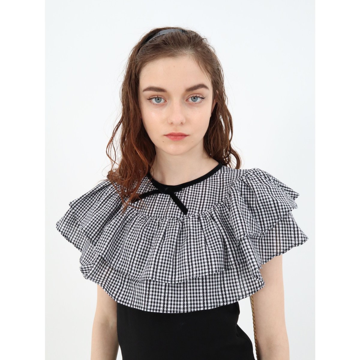double frill ribbon onepiece gingham check | épine
