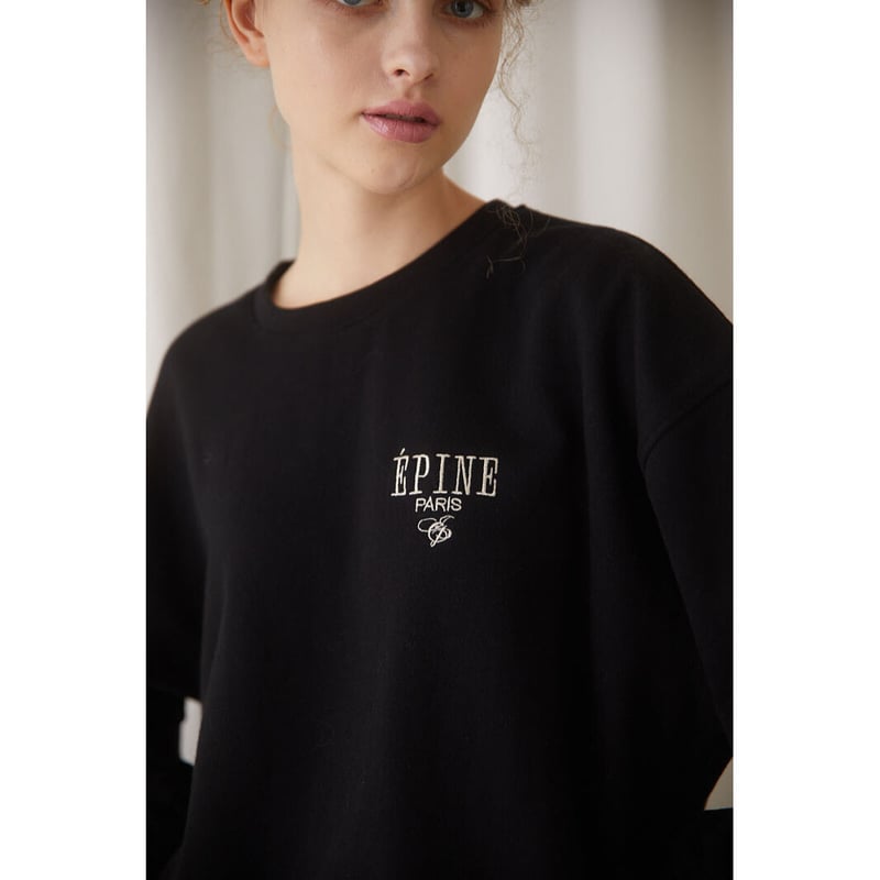 ÉPINE PARIS embroidery sweat gray×white ÉPINE PARIS sweat ÉPINE