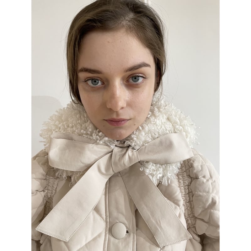 fur ribbon quilting short down coat ivory | épine fur ribbon quilting short down coat ivory | épine
