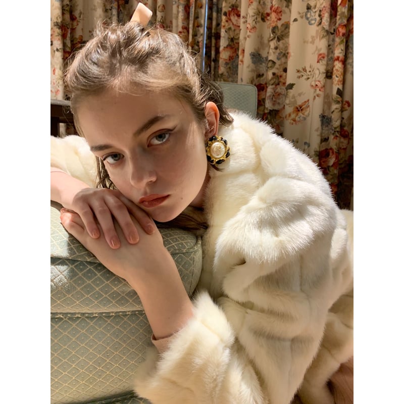 parisienne ribbon 2way fur coat ivory