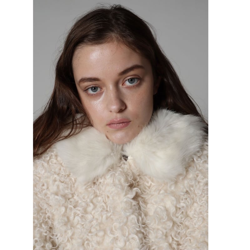 poodle collar fur coat ivory | épine