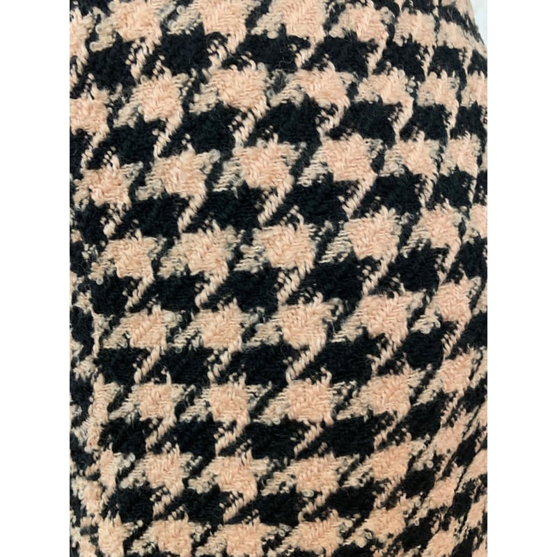 即日発新品tweed beige×black check mini skirt