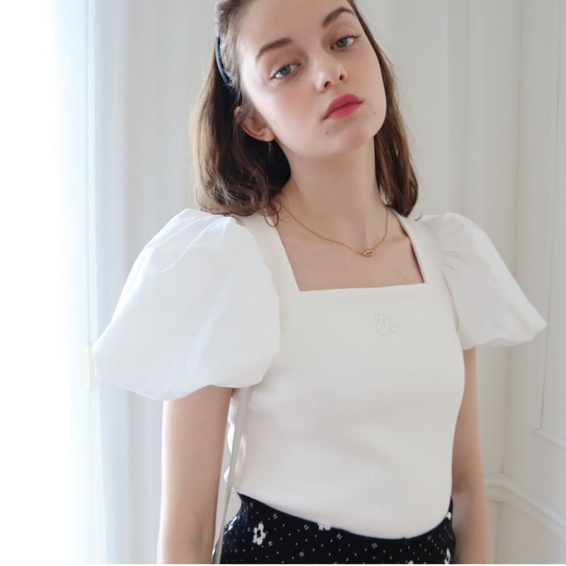 Eé rib balloon tops white | épine