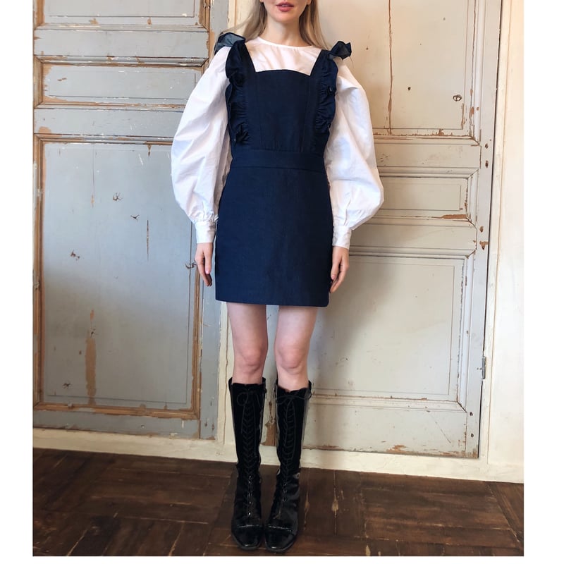 frill one-piece blue denim | épineレディース