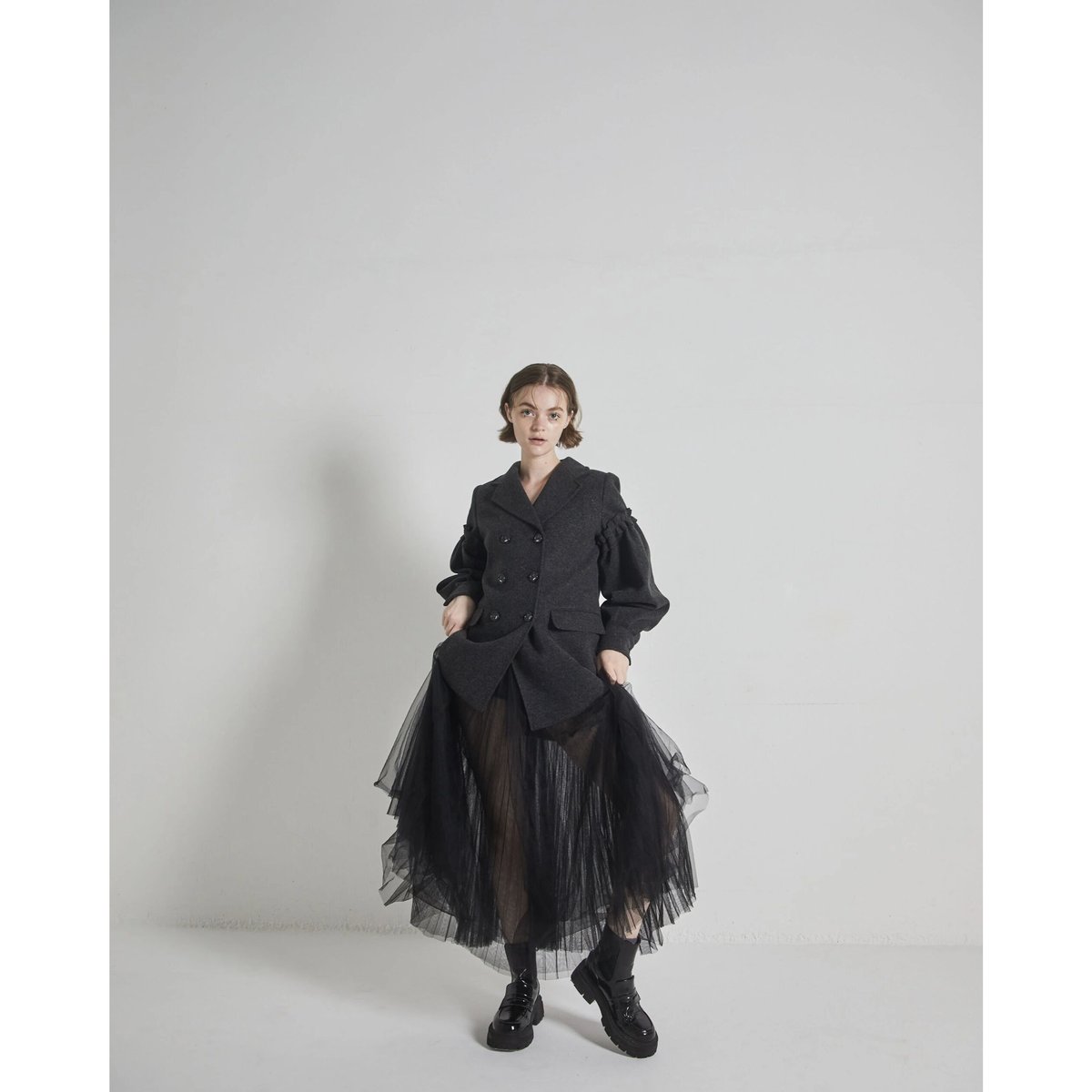 volume wool tailored coat charcoal gray | épine volume wool tailored coat charcoal gray | épine