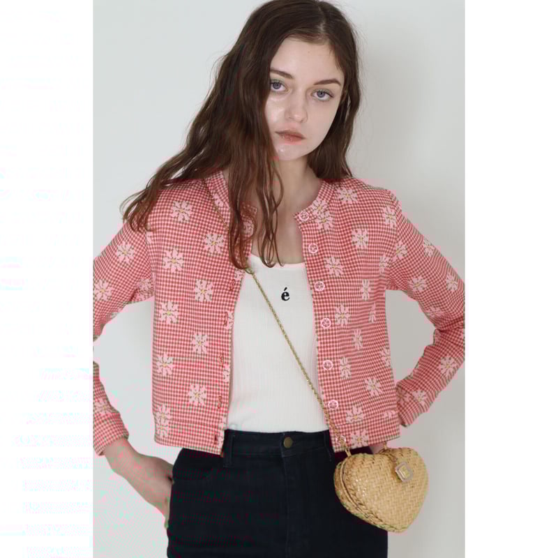 カーディガン epine flower rib clear button cardigan flower rib clear button cardigan | épine
