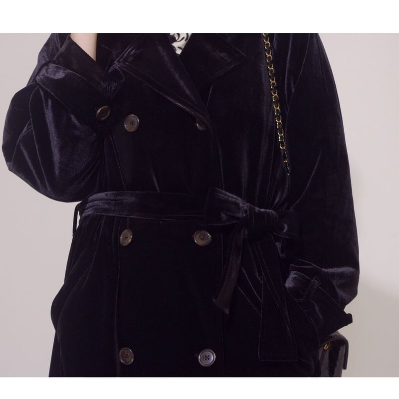 velour gown trench coat black | épine