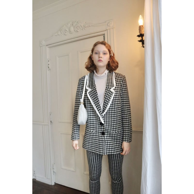 lace check knit jacket | épine