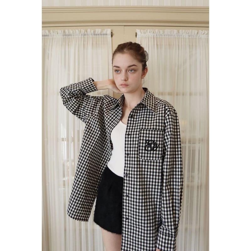 Eé embroidery big shirt gingham | épine