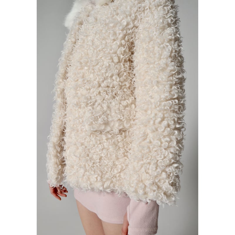 poodle collar fur coat ivory | épine poodle collar fur coat ivory | épine