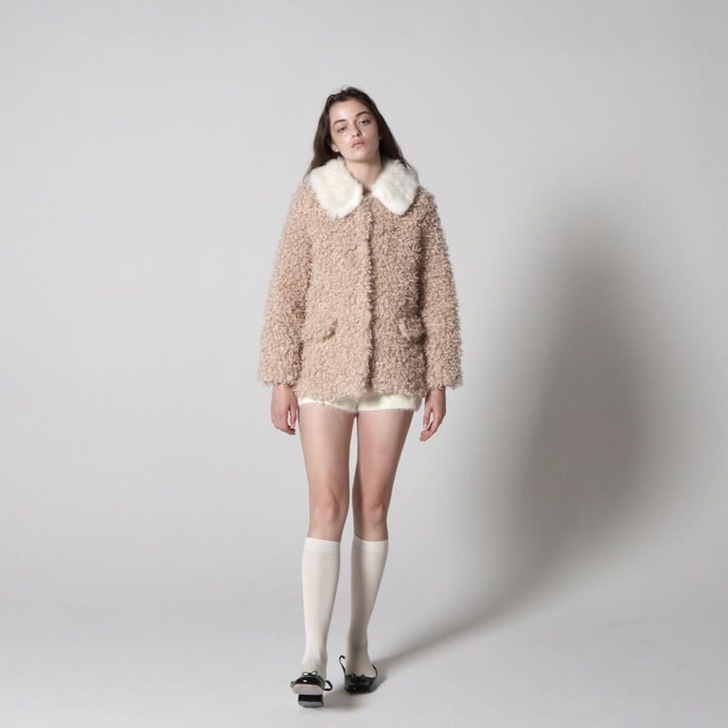 poodle fur collar coat pink | épine