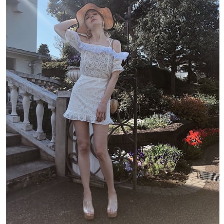 cotton  lace frill skirt