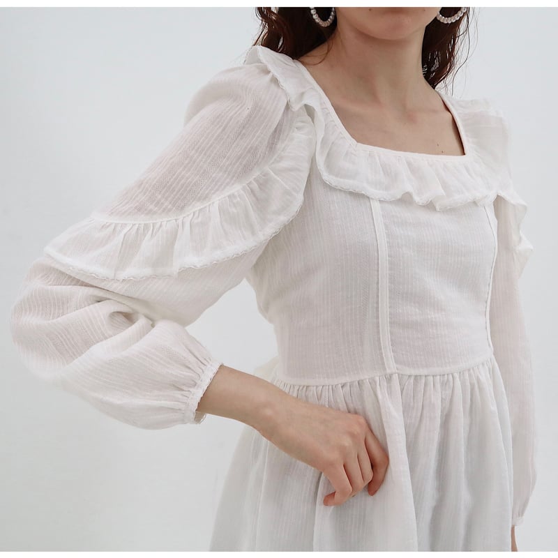shoulder frill lace tunic white | épine
