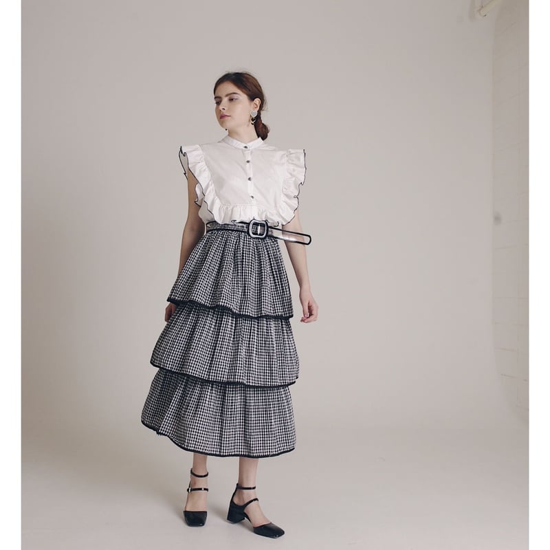 gingham check 3volume skirt | épine