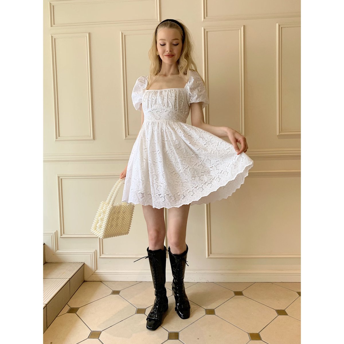 puff sleeve flower lace onepiece | épine 