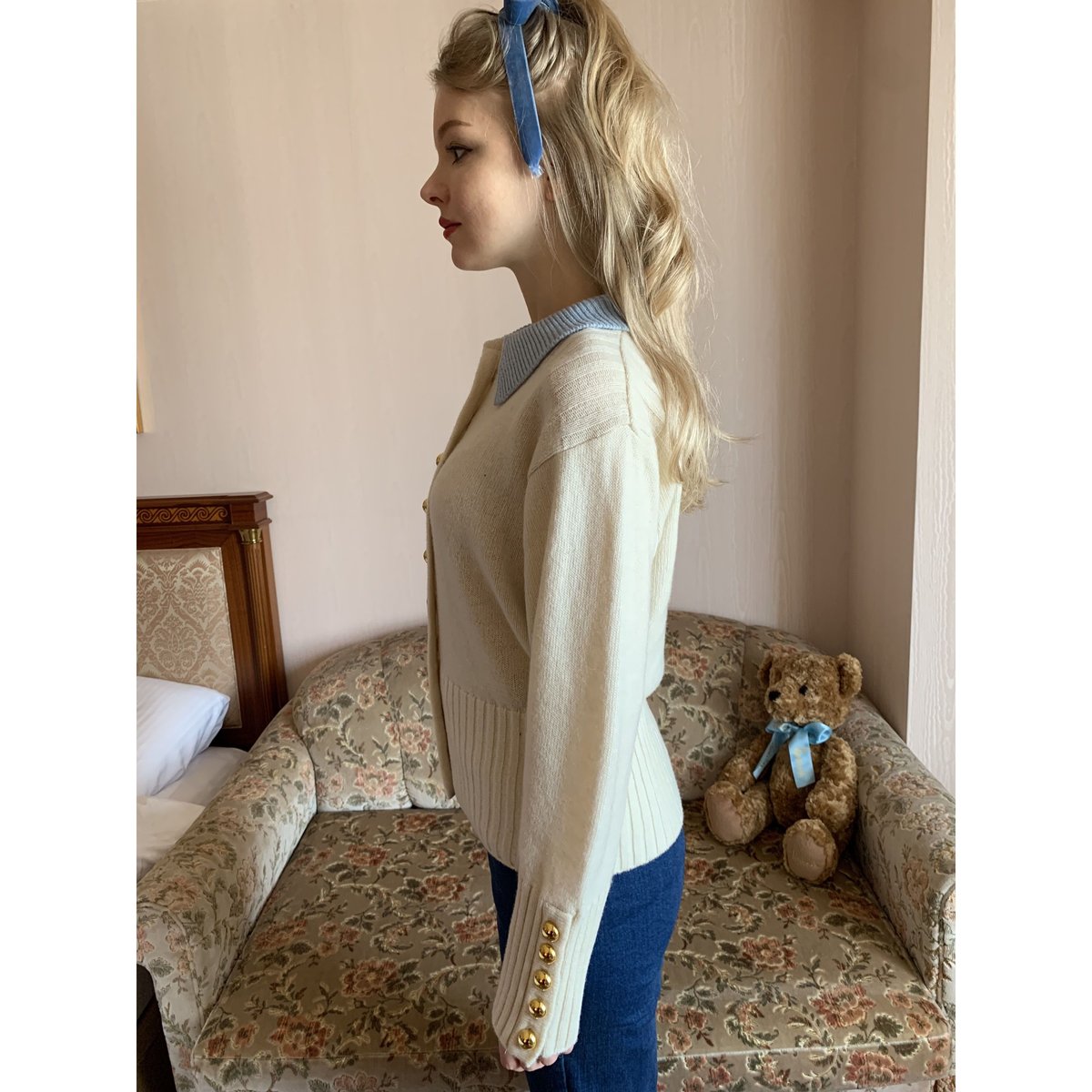 gold button cardigan | épine