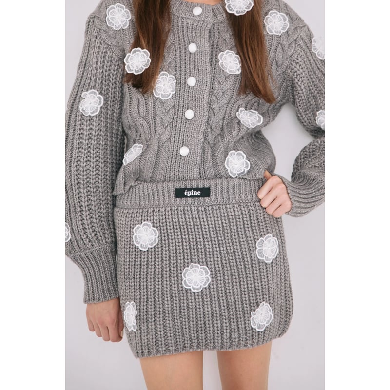 épine flower cable knit cardigan（3color） | épine 