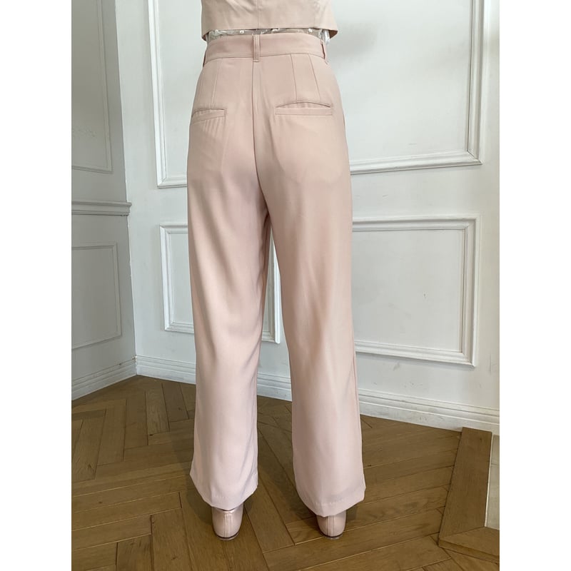 Eé embroidery high waist slacks pants baby pink...