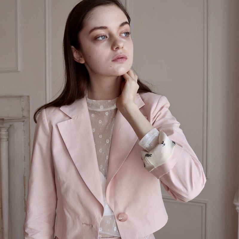 épine logo lining short jacket baby pink