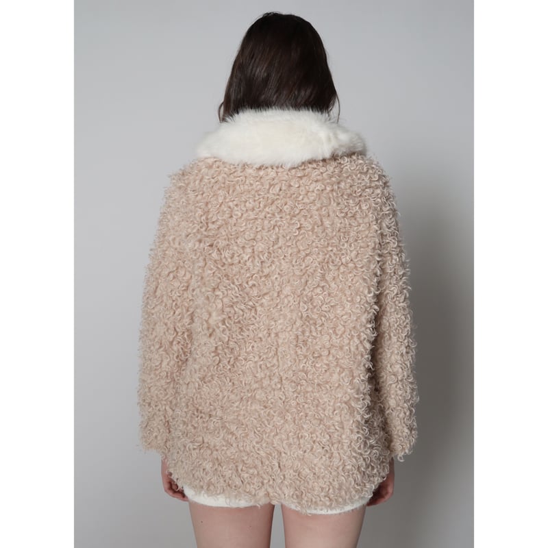 epine poodle fur collar coat pink