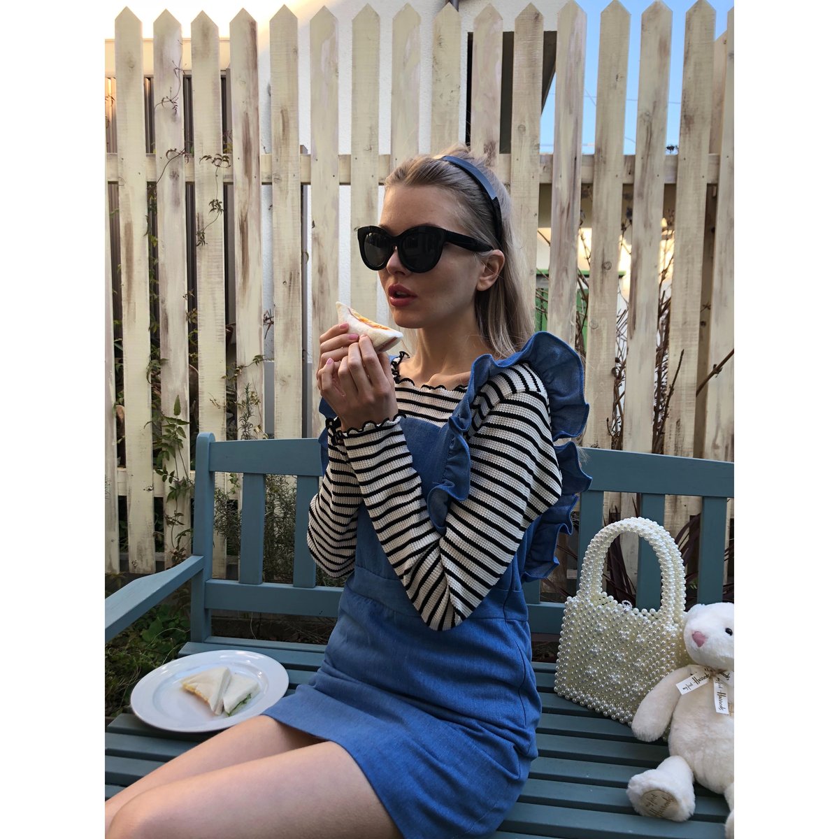 denim frill onepiece light blue | épine denim frill onepiece light blue | épine