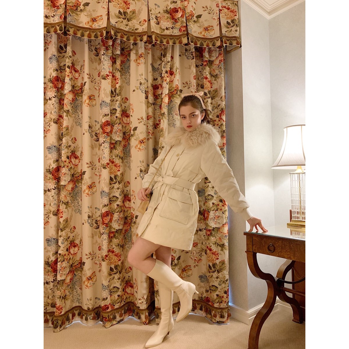 fur collar quilting down coat ivory | épine