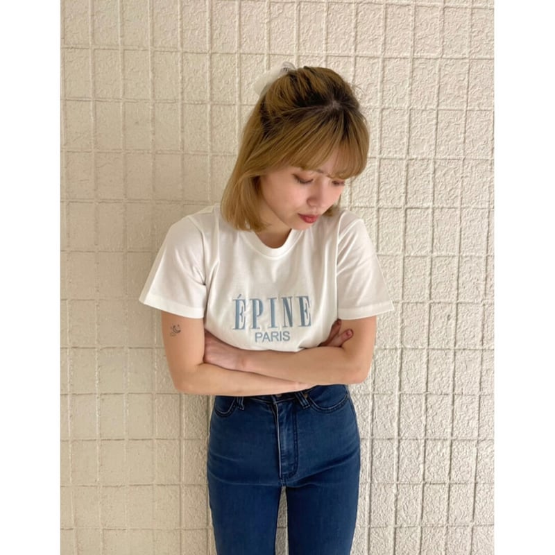 ÉPINE PARIS embroidery tee white×ice blue | épine ÉPINE PARIS embroidery tee white×ice blue | épine