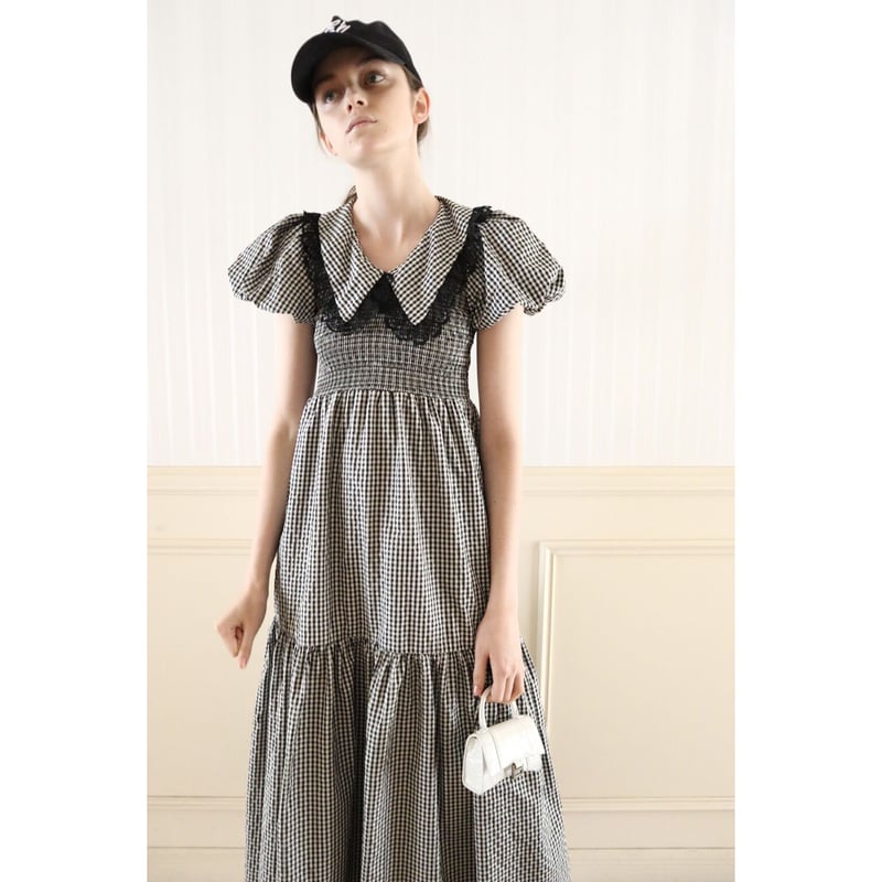 lace collar gather tiered onepiece epine