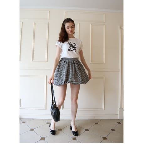 balloon volume mini skirt gingham check