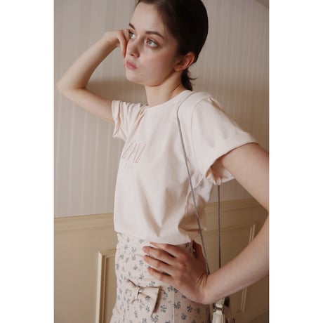 ÉPINE PARIS embroidery tee baby pink×baby pink