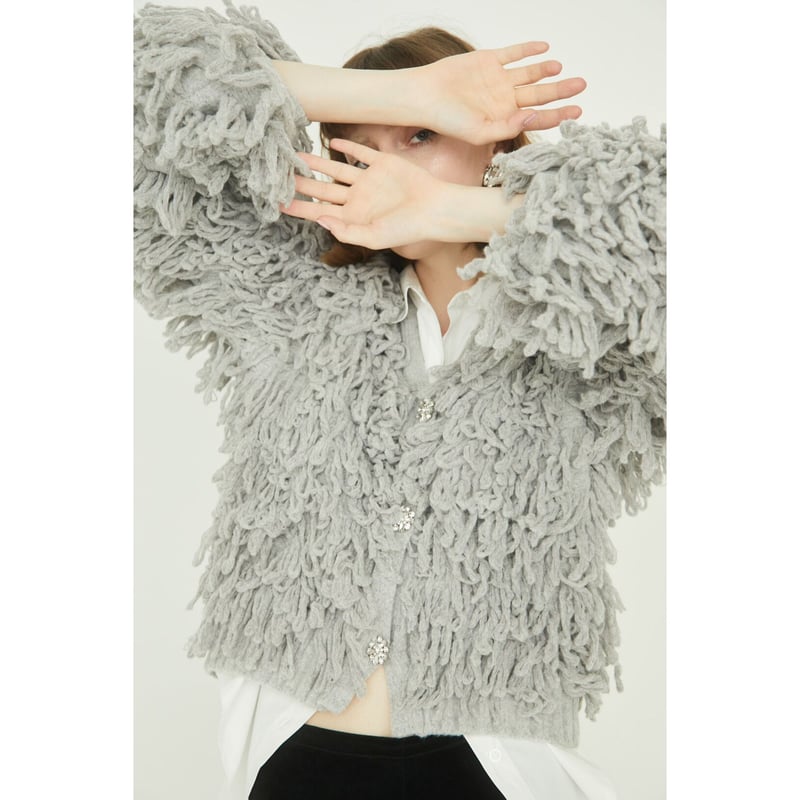 epine エピヌ　カーディガン　ホワイト sheep bijou volume cardigan ivory | épine