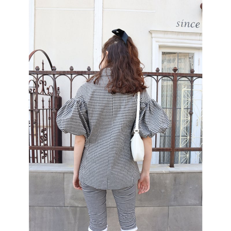 gingham check arm balloon jacket | épine