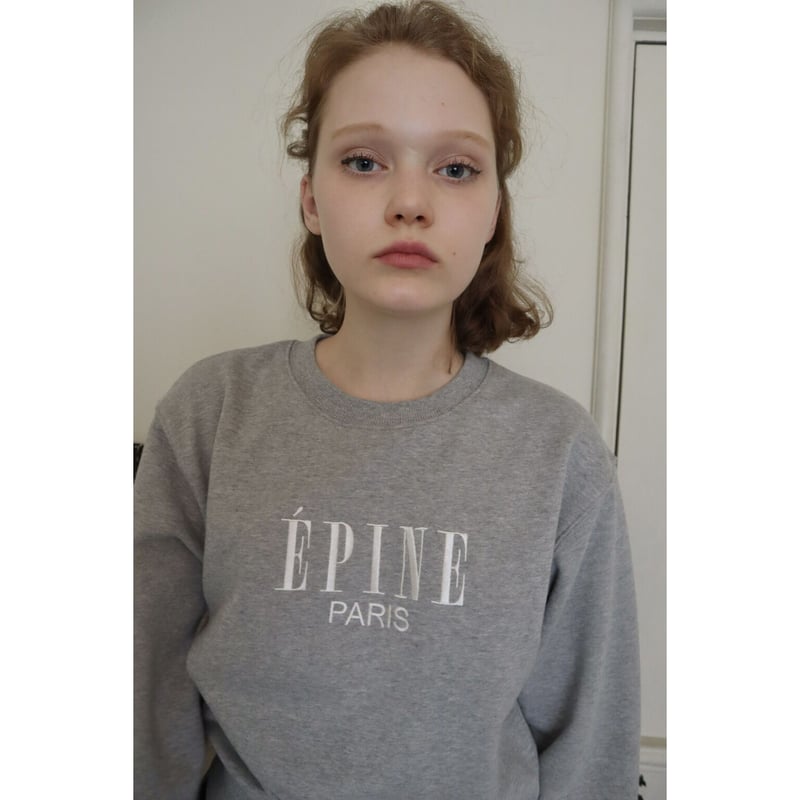 ÉPINE PARIS embroidery sweat gray×white