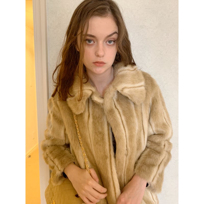 parisienne ribbon 2way fur coat beige | épine