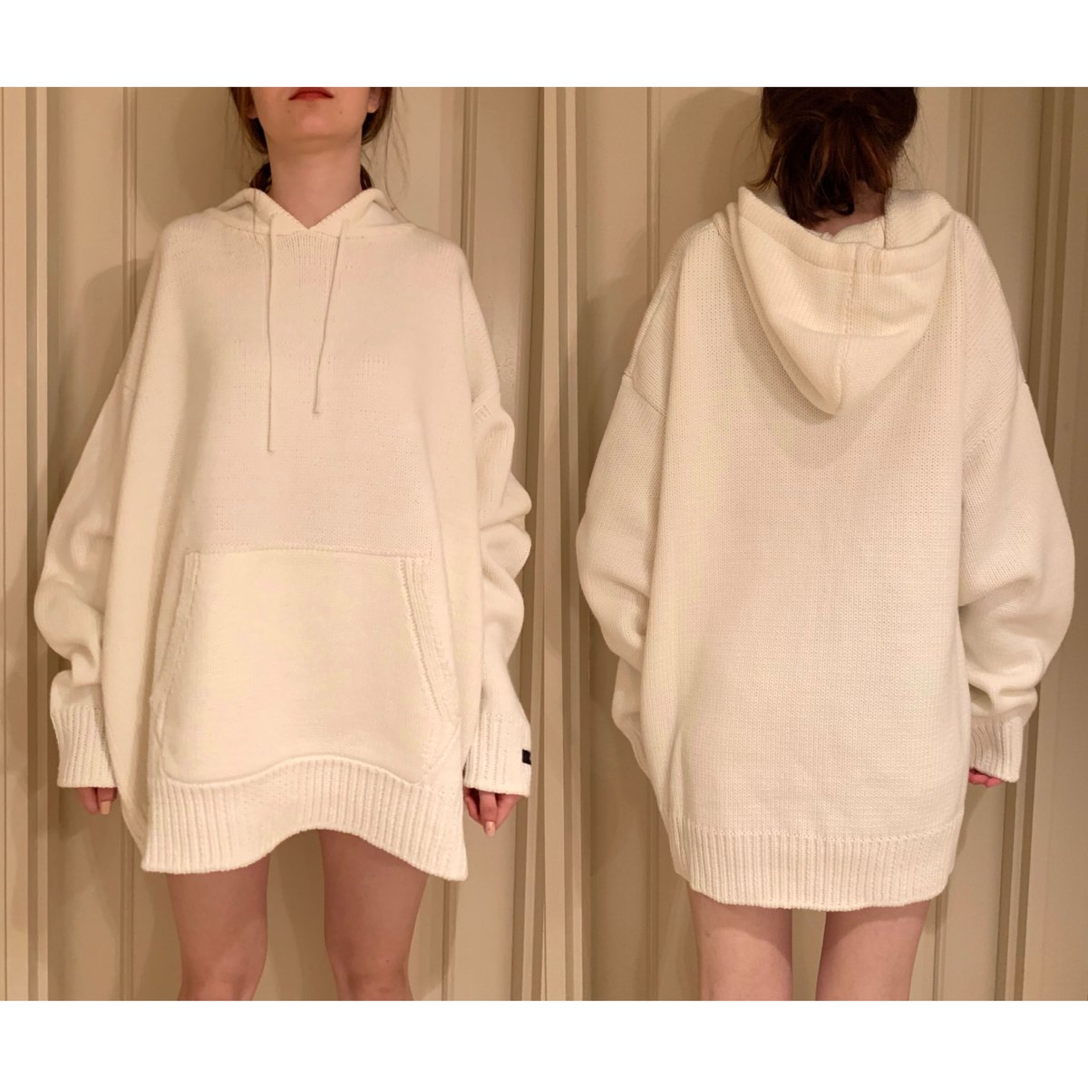 épine label loose knit hoodie white | épine