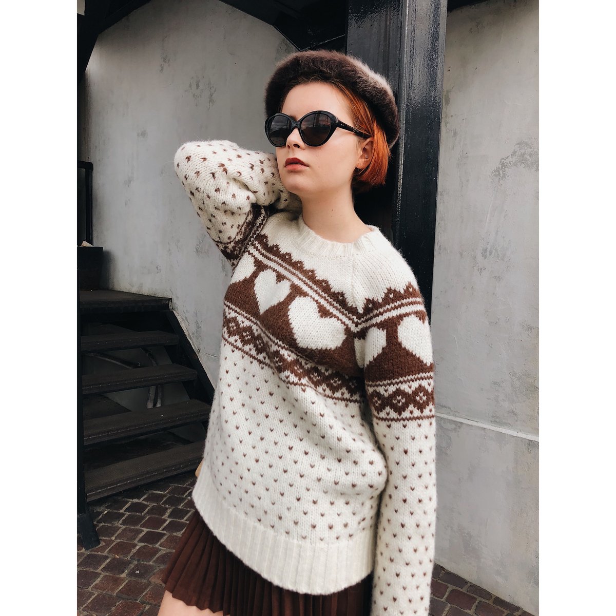 Nordic heart wool knit ivory | épine