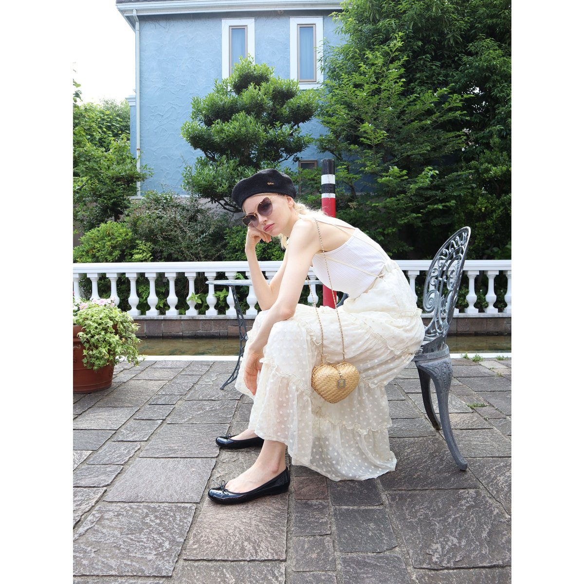 flower see-through frill tiered long skirt ivor flower see-through frill tiered long skirt ivor